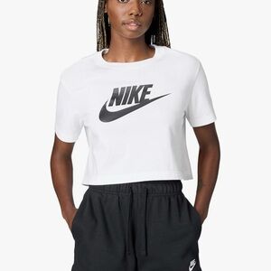 Nike Women's White and Black Logo Crop Top